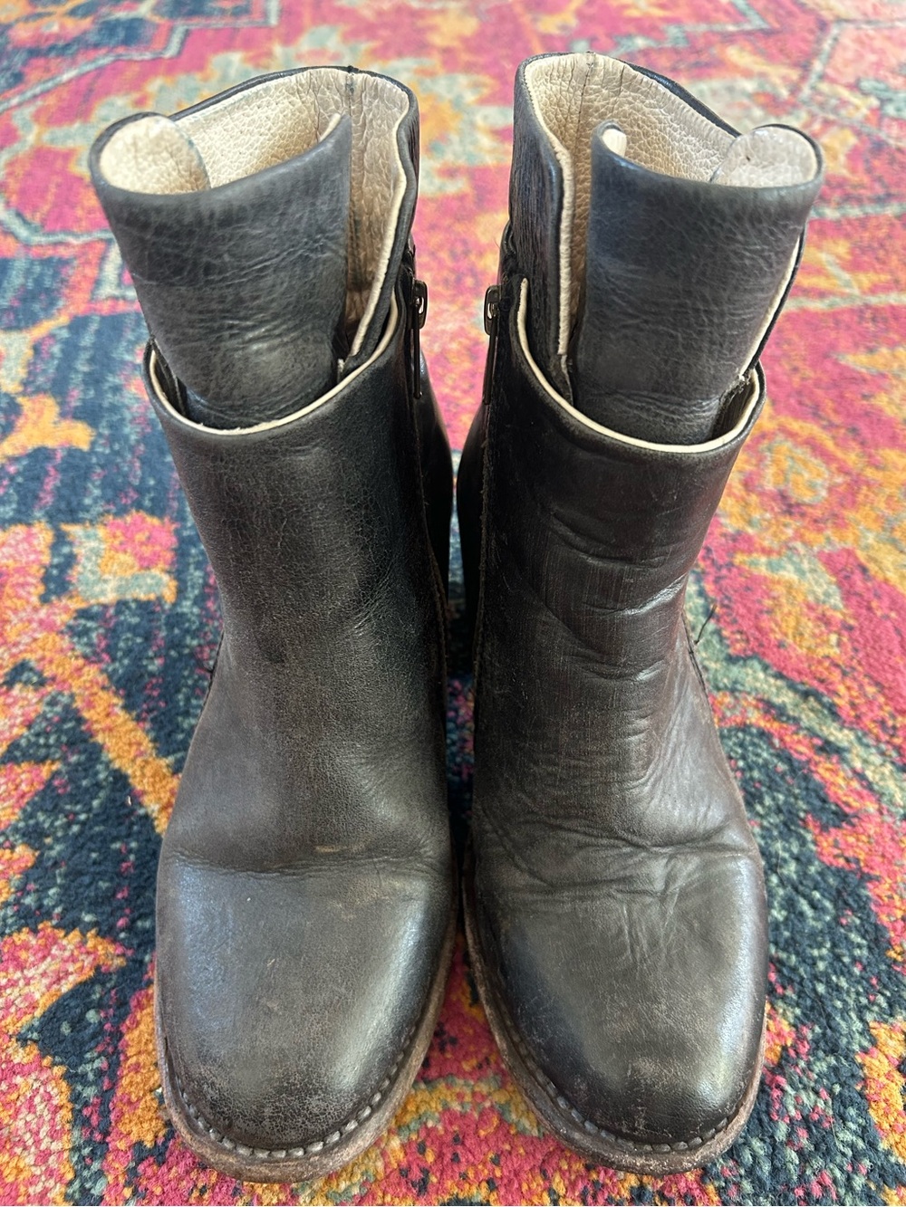 Freebird by Steven | Womens Black Distressed Leather Dual Zip Clip Ankle Boots 7 - Picture 4 of 16